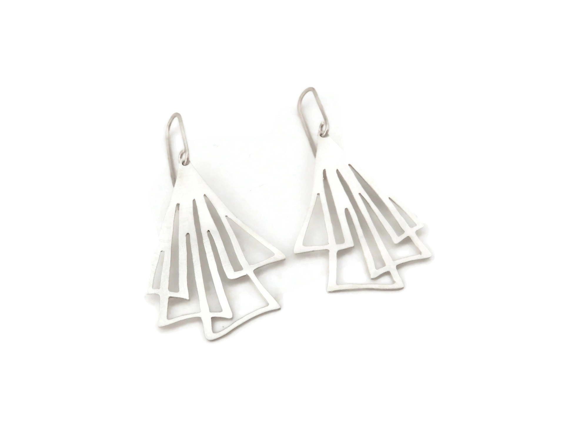 Silver Linear Drop Earrings
