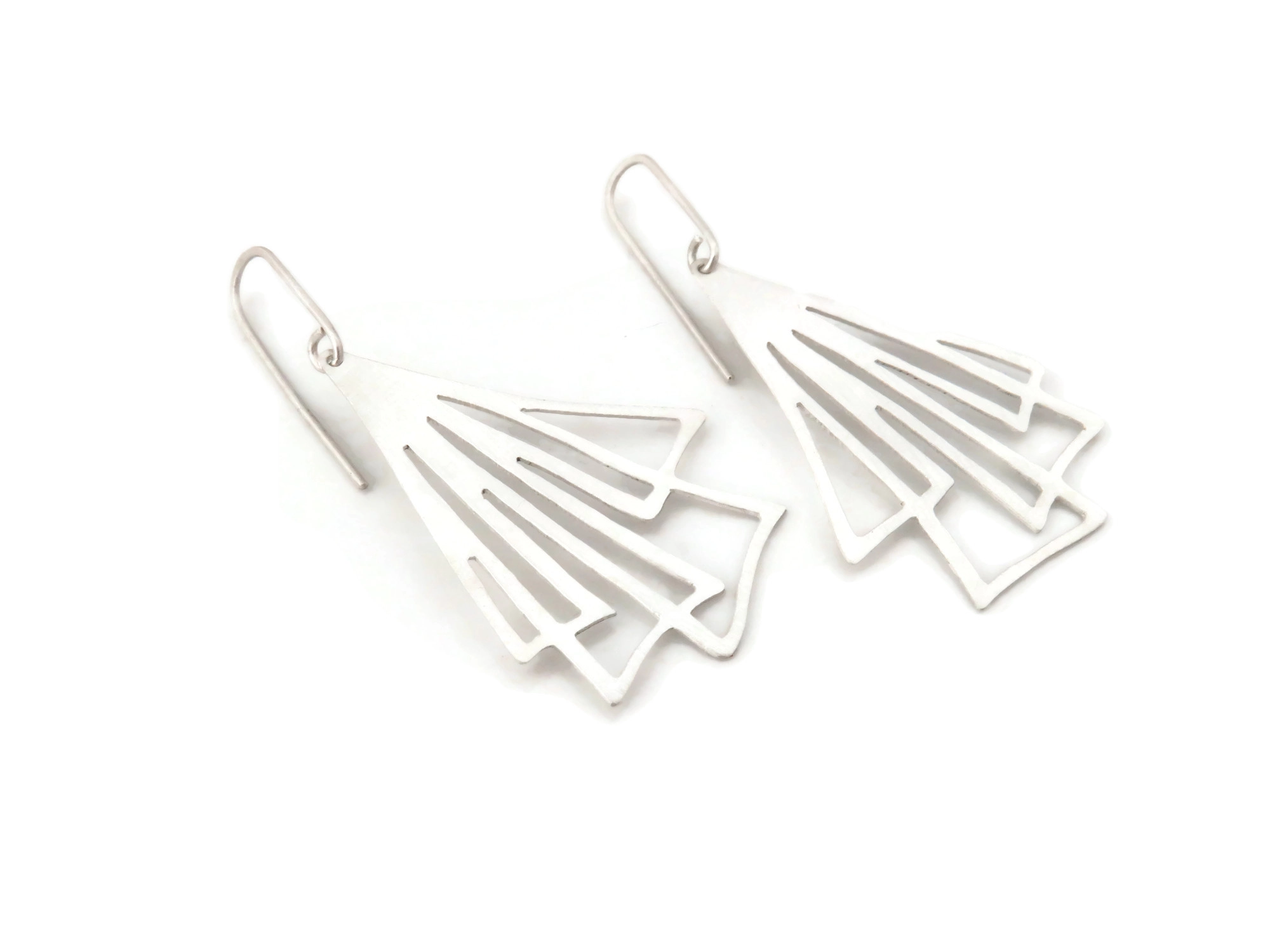 Silver Linear Drop Earrings