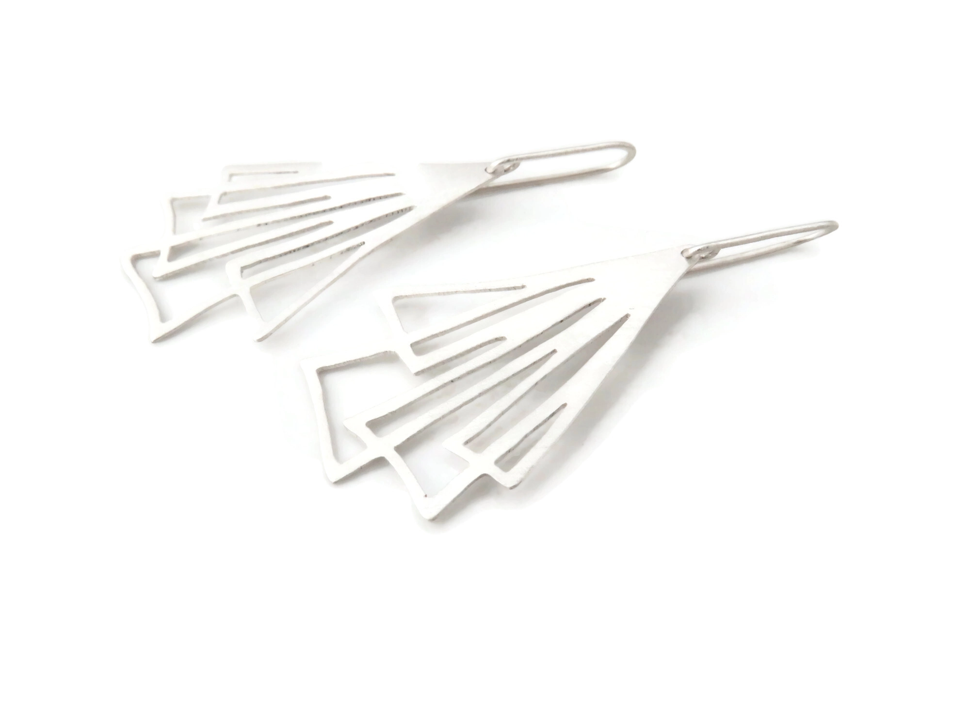 Silver Linear Drop Earrings