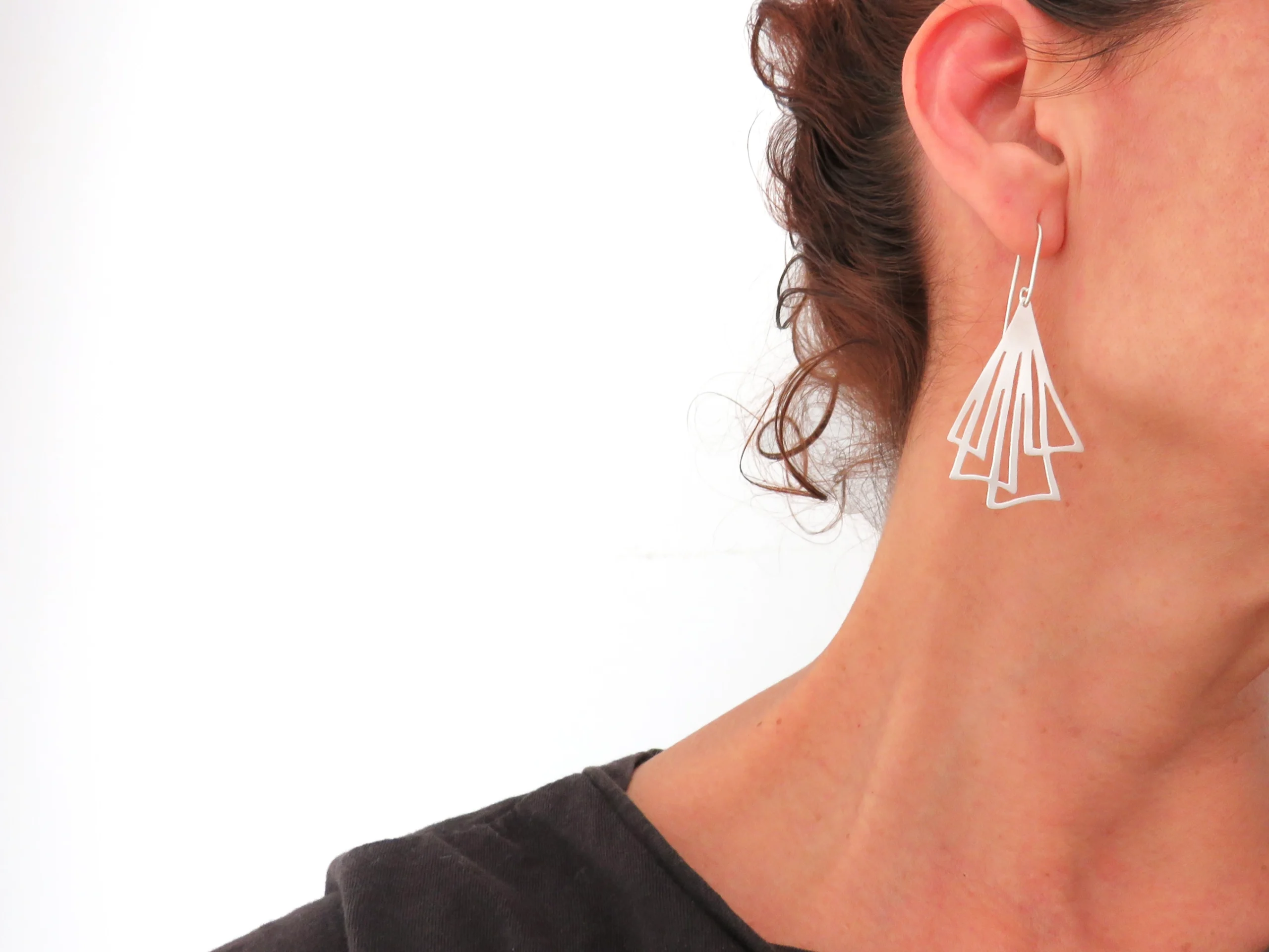 Silver Linear Drop Earrings