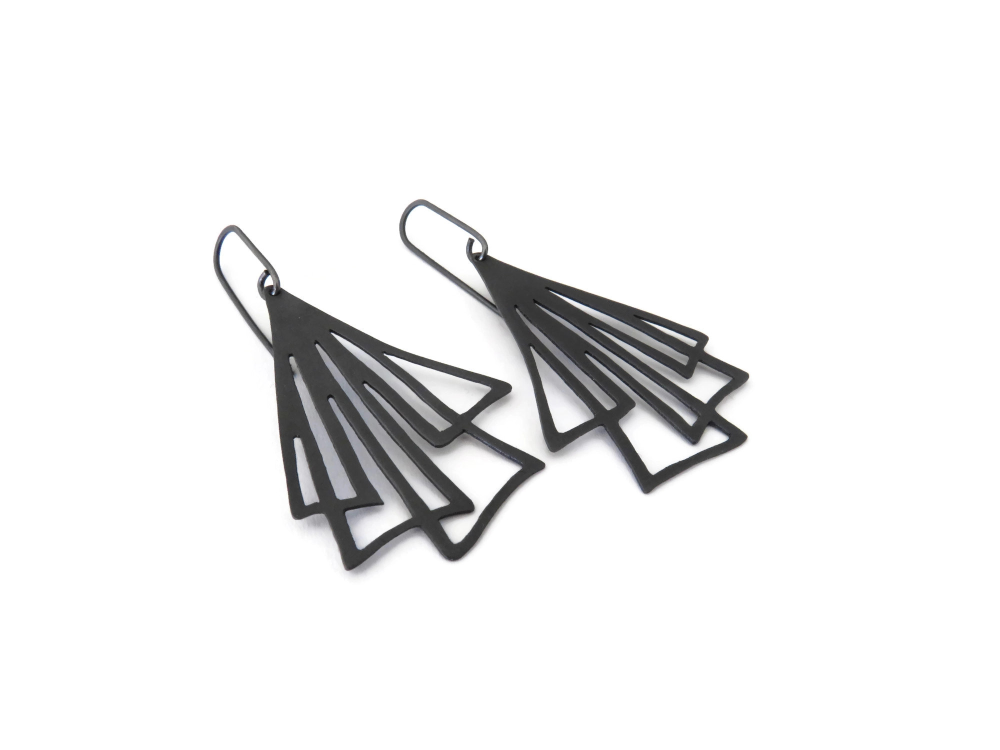 Silver Linear Drop Earrings