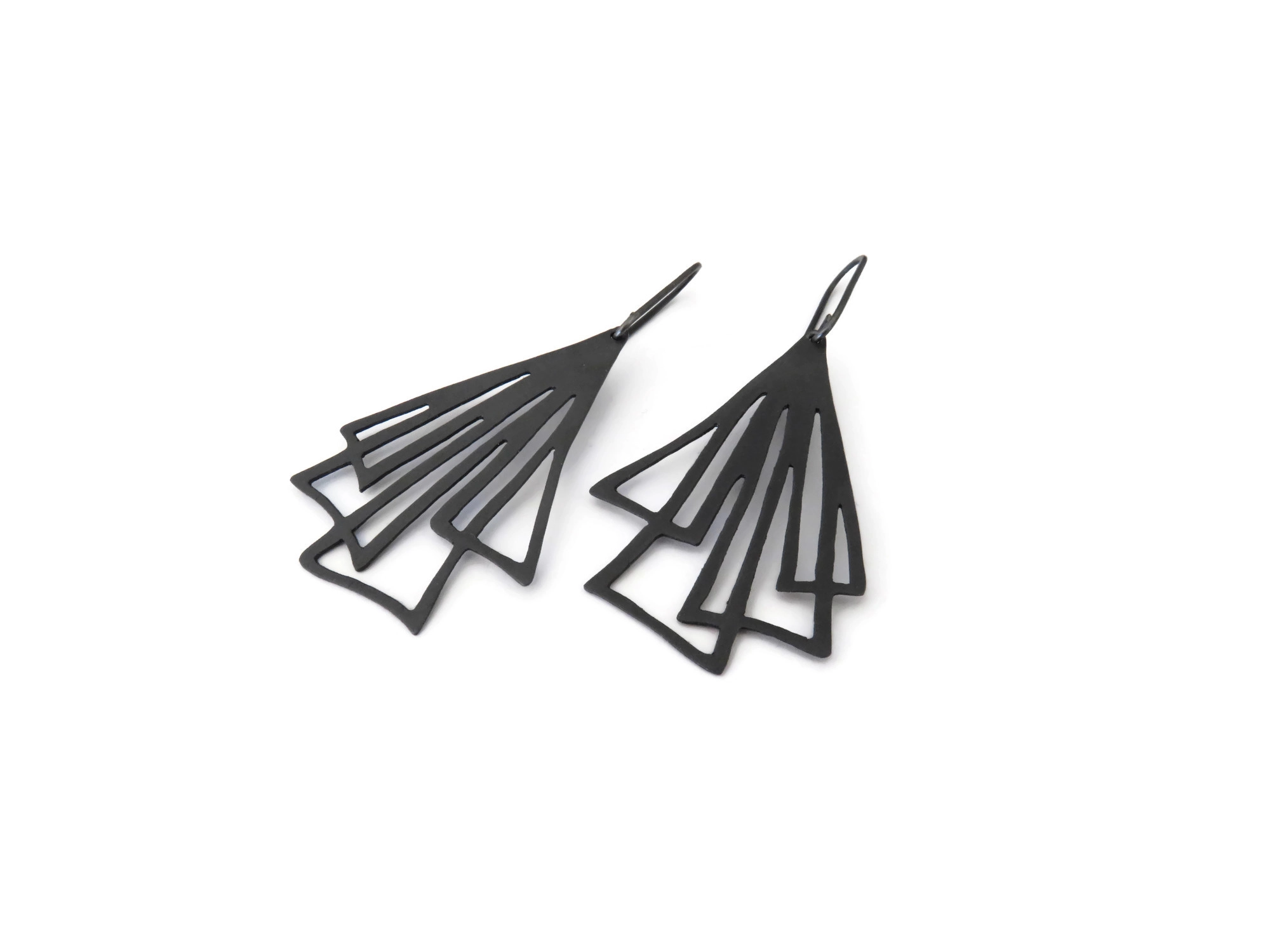 Silver Linear Drop Earrings