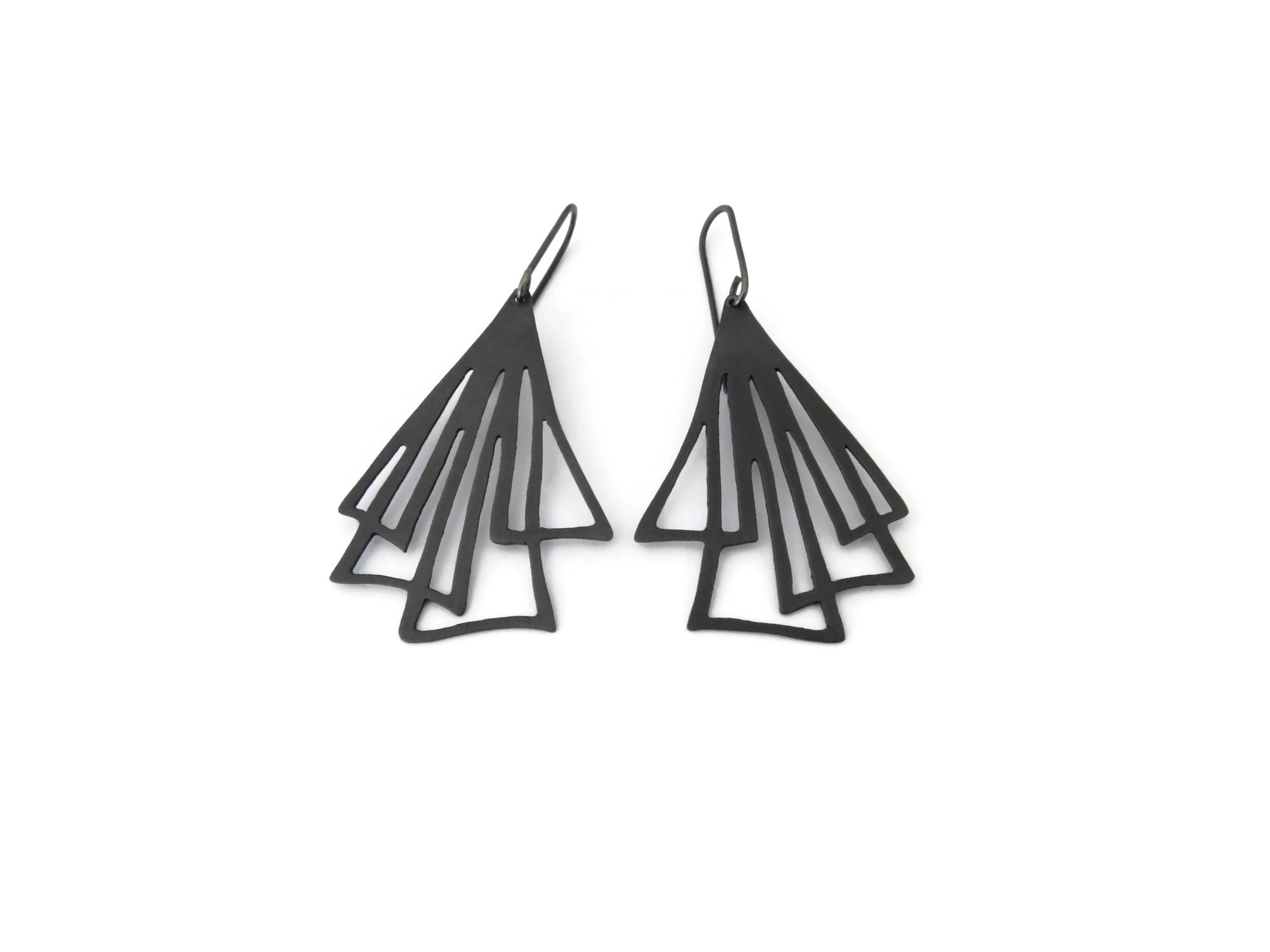 Silver Linear Drop Earrings