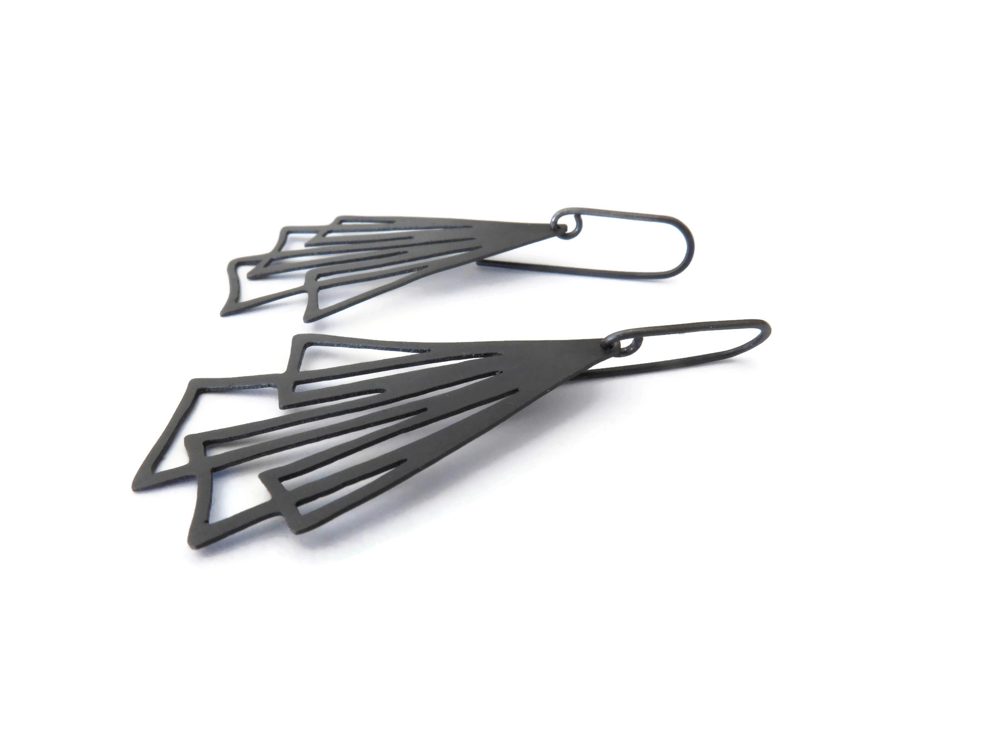 Silver Linear Drop Earrings