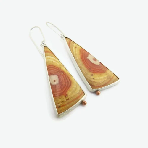 Long Jasper Silver Dangle Earrings