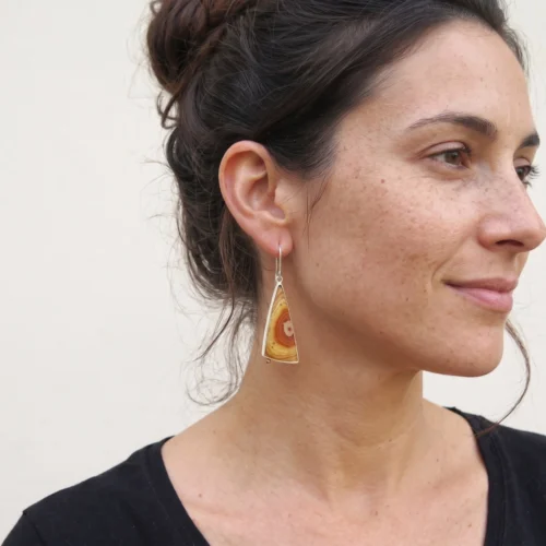 Long Jasper Silver Dangle Earrings