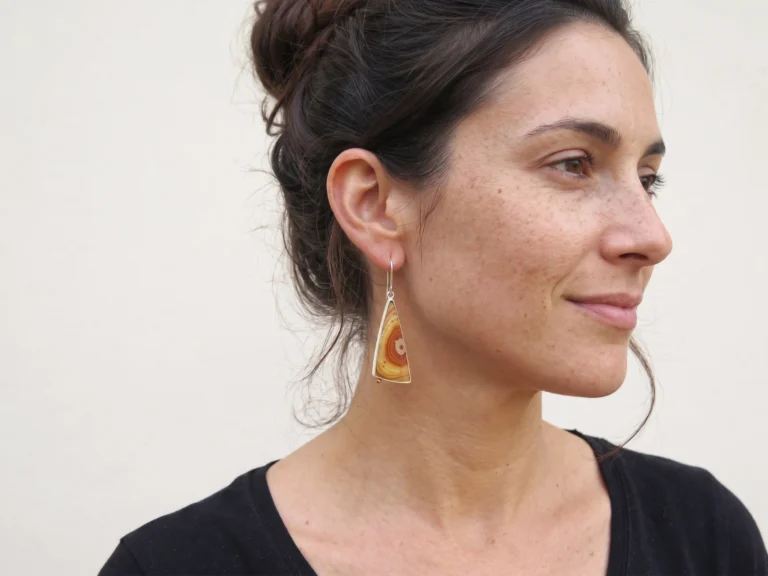 Long Jasper Silver Dangle Earrings