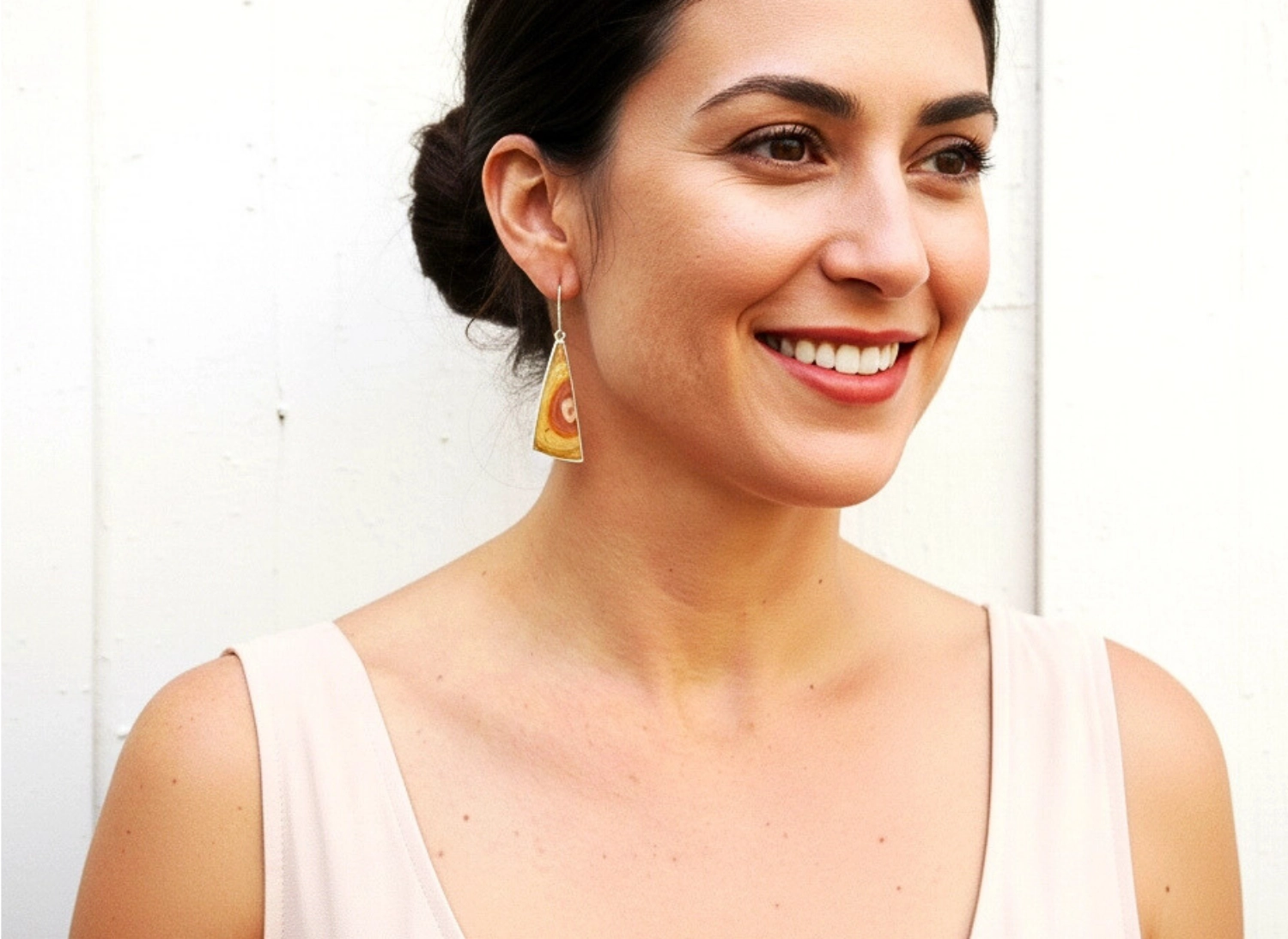 Long Jasper Silver Dangle Earrings