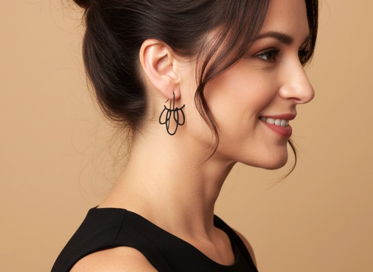 Long Sculptural Oxidized Silver Dangle Earrings