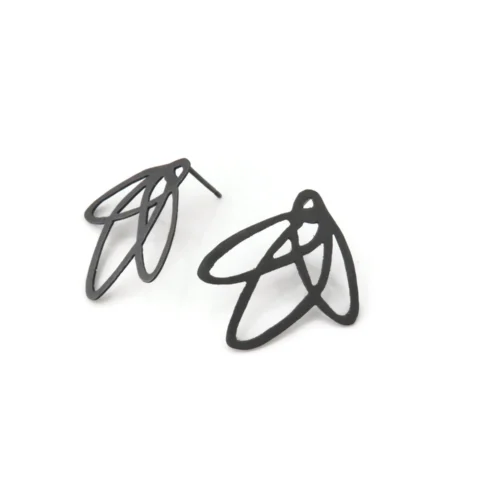 Lineal Oxidized Silver Stud Earrings