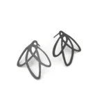 Lineal Oxidized Silver Stud Earrings