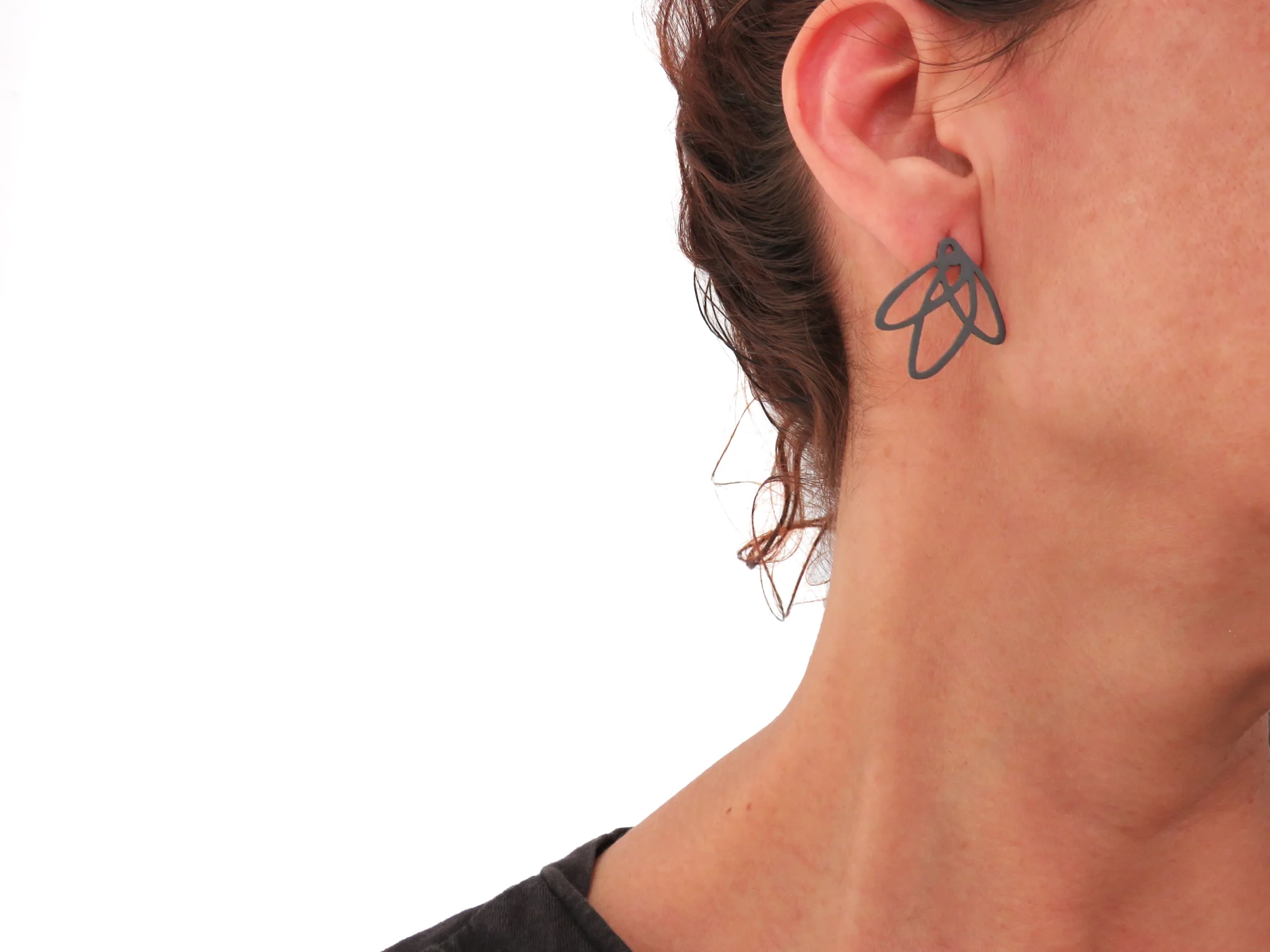 Lineal Oxidized Silver Stud Earrings