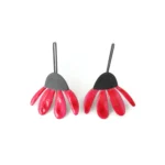Red Enameled Flower Dangle Earrings
