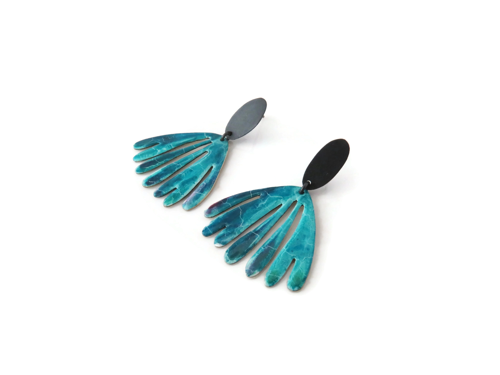 Blue Enameled Earrings