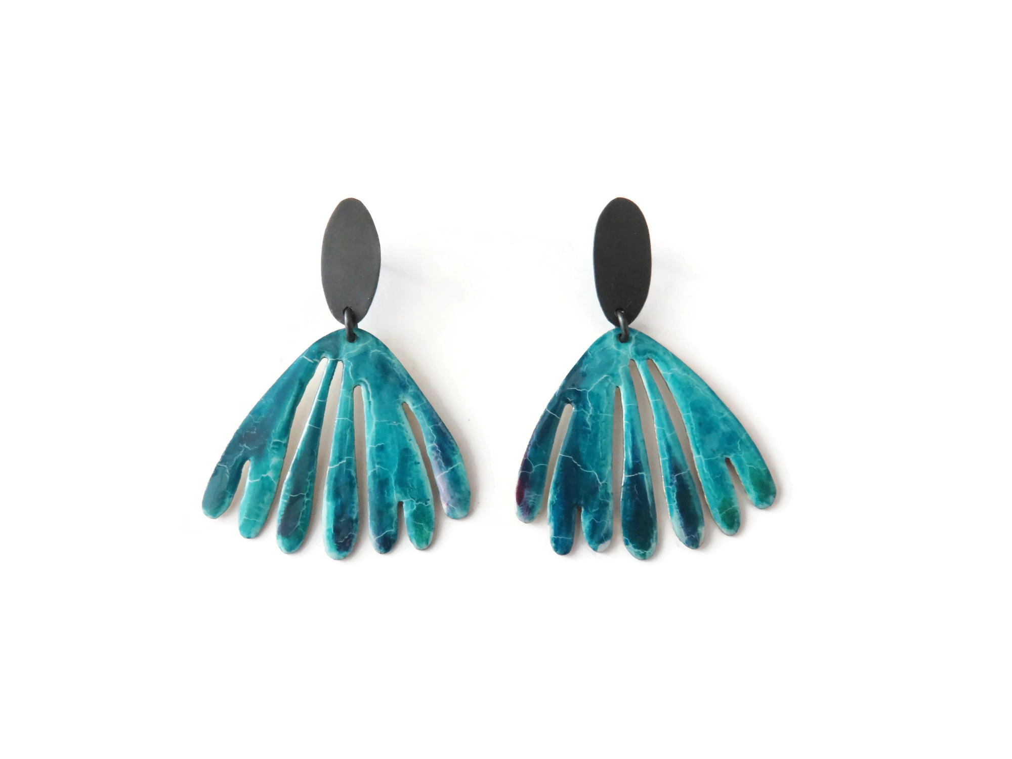 Blue Enameled Earrings