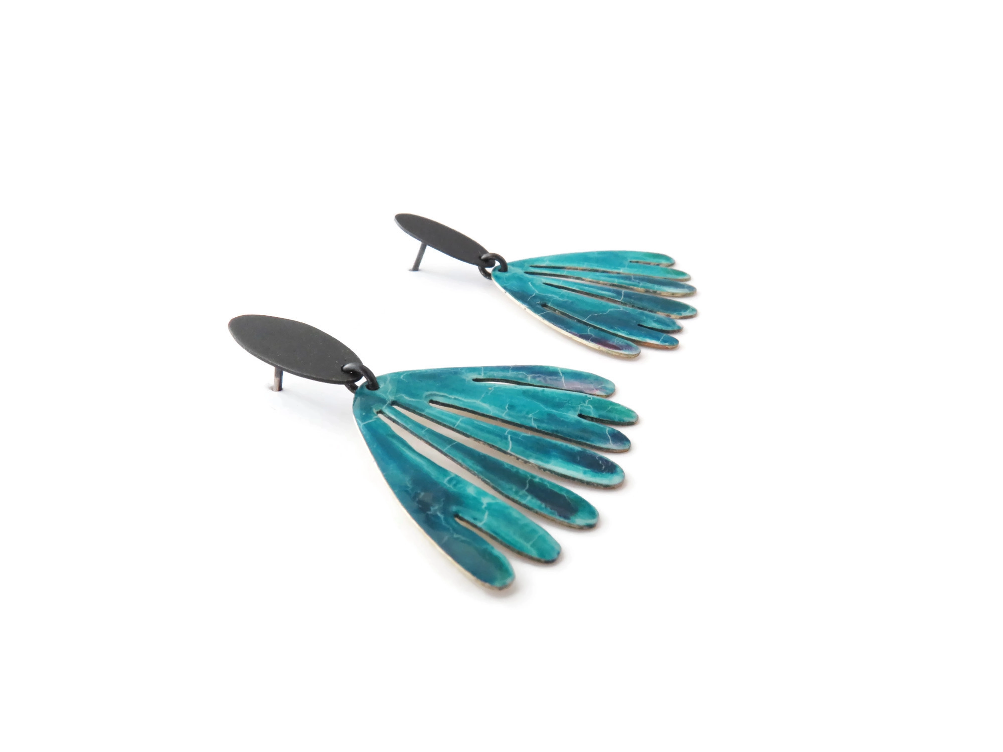 Blue Enameled Earrings