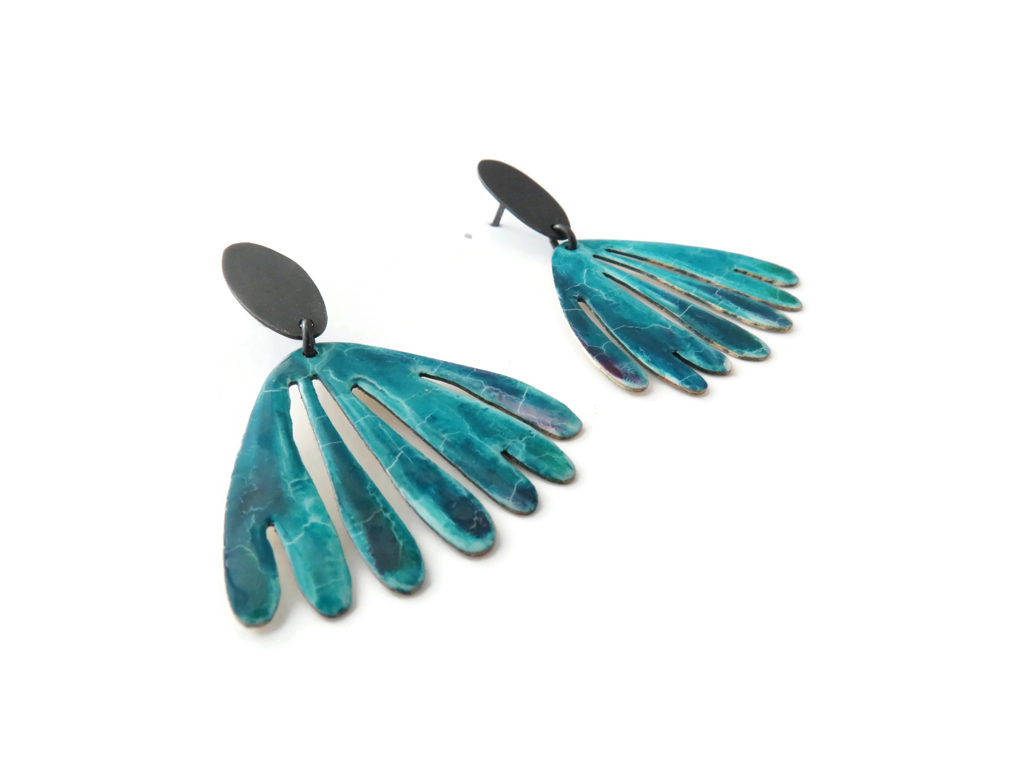 Blue Enameled Earrings