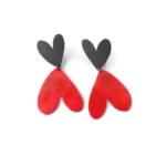 Red Enameled Heart Earrings
