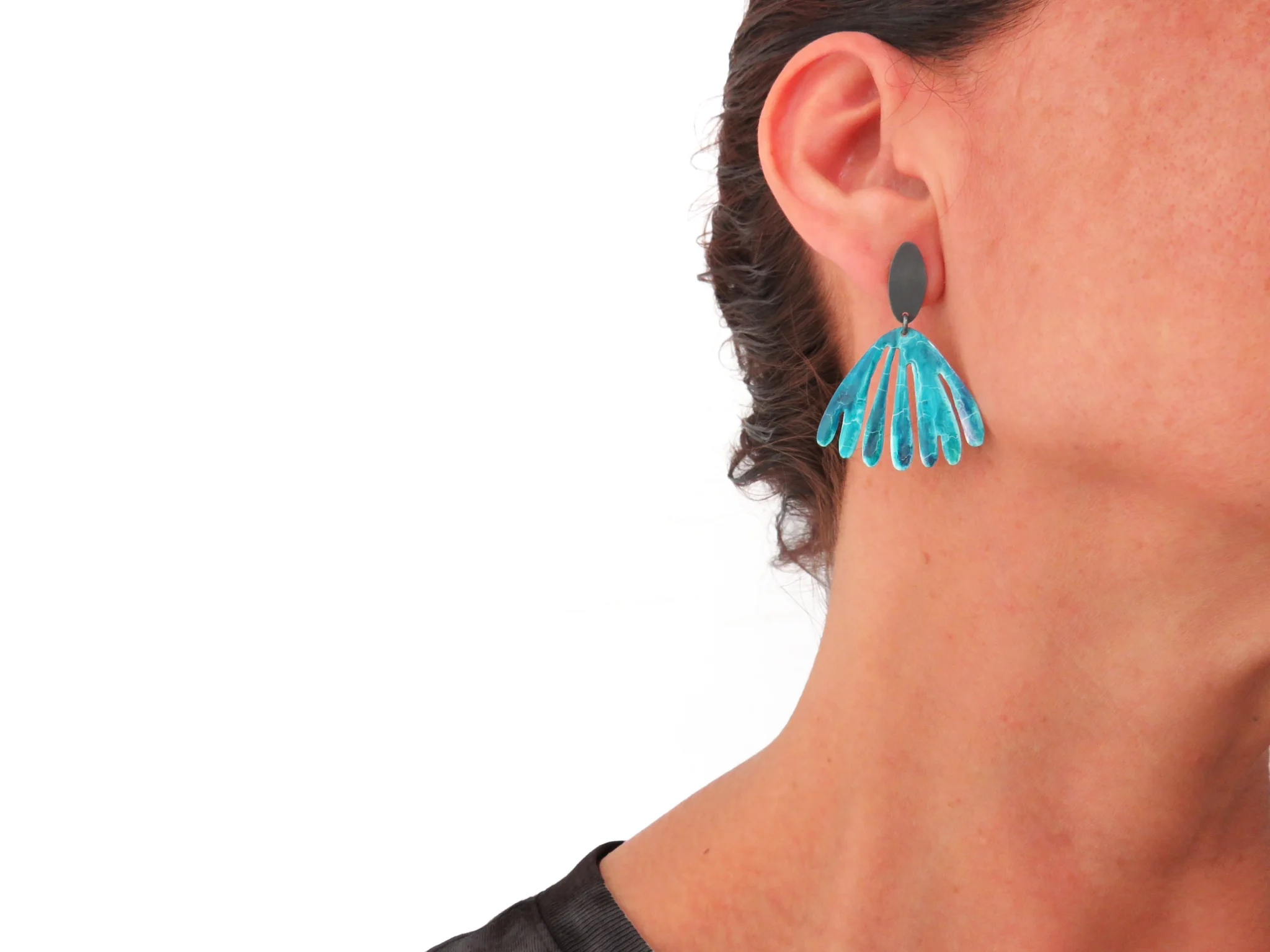 Blue Enameled Earrings