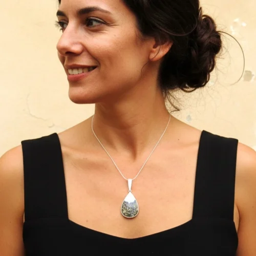 Maligano Jasper Pendant in Matte Silver