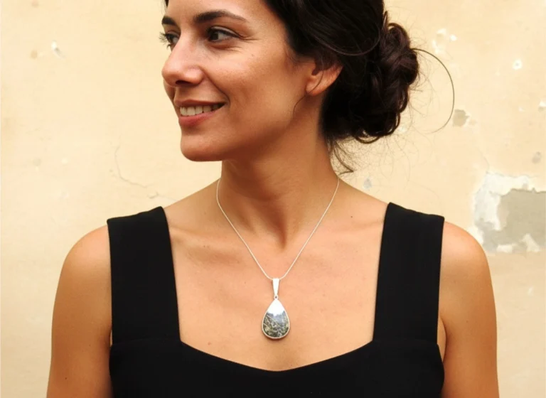 Maligano Jasper Pendant in Matte Silver