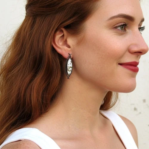 Ocean Jasper Oxidized Silver Dangle Earrings