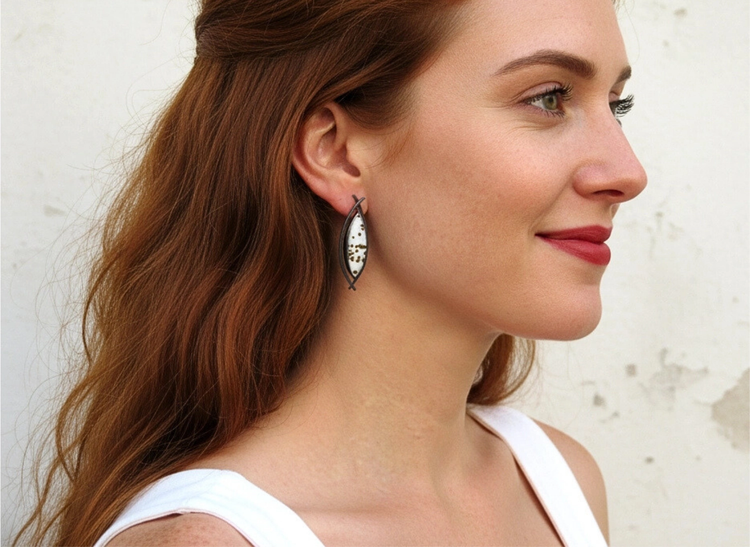 Ocean Jasper Oxidized Silver Dangle Earrings