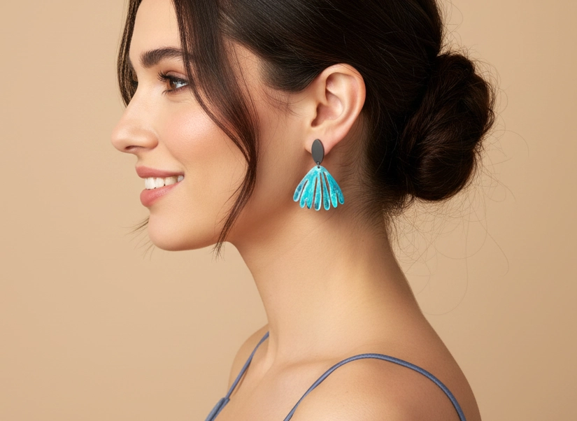 Blue Enameled Earrings