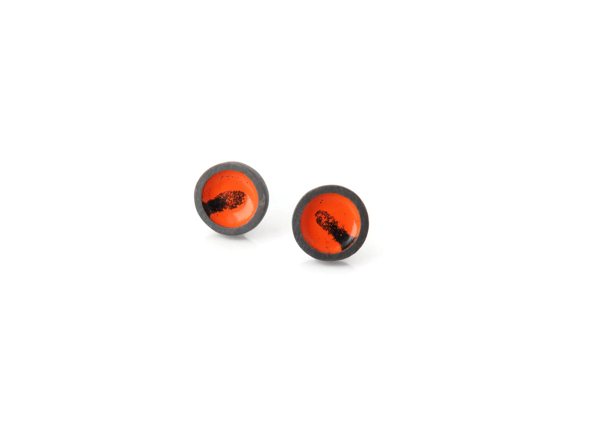 Mini Enameled Oxidized Silver Stud Earrings