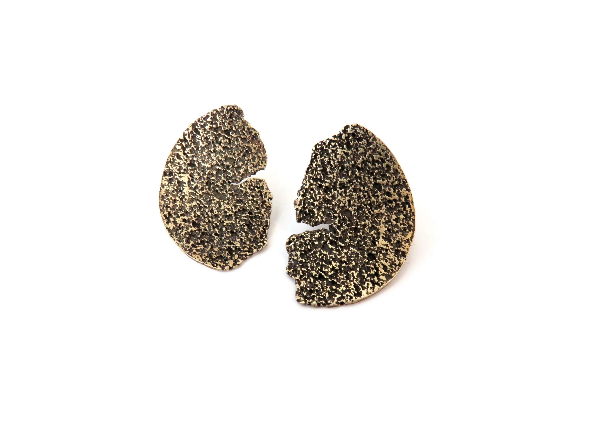 Organic Textured Brass Stud Earrings