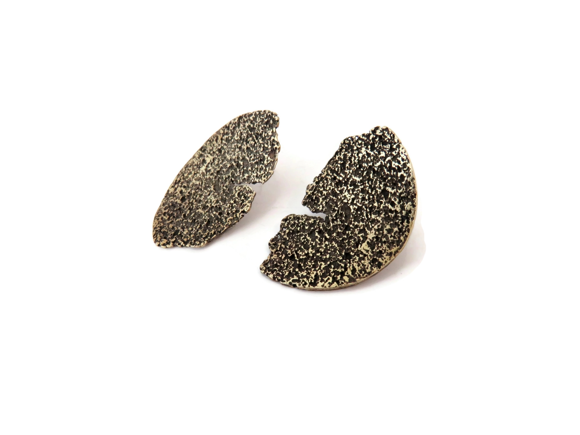 Organic Textured Brass Stud Earrings