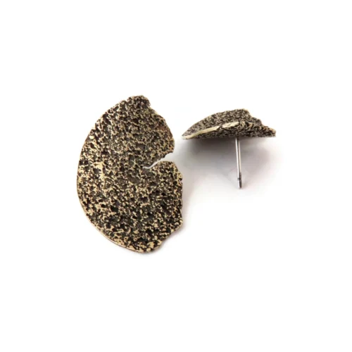 Organic Textured Brass Stud Earrings