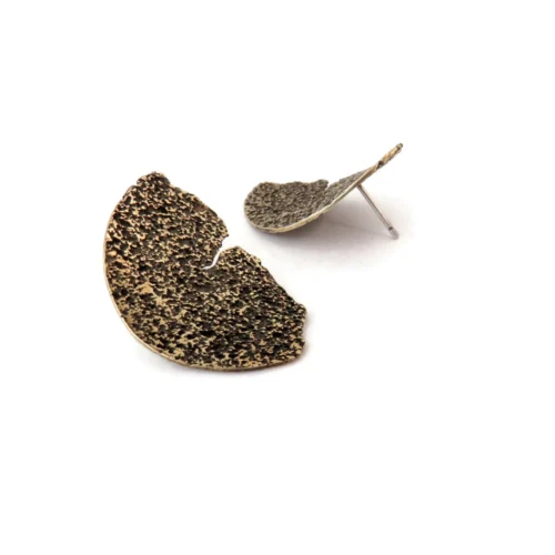 Organic Textured Brass Stud Earrings
