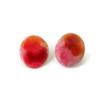 Pink Enameled Brass Stud Earrings