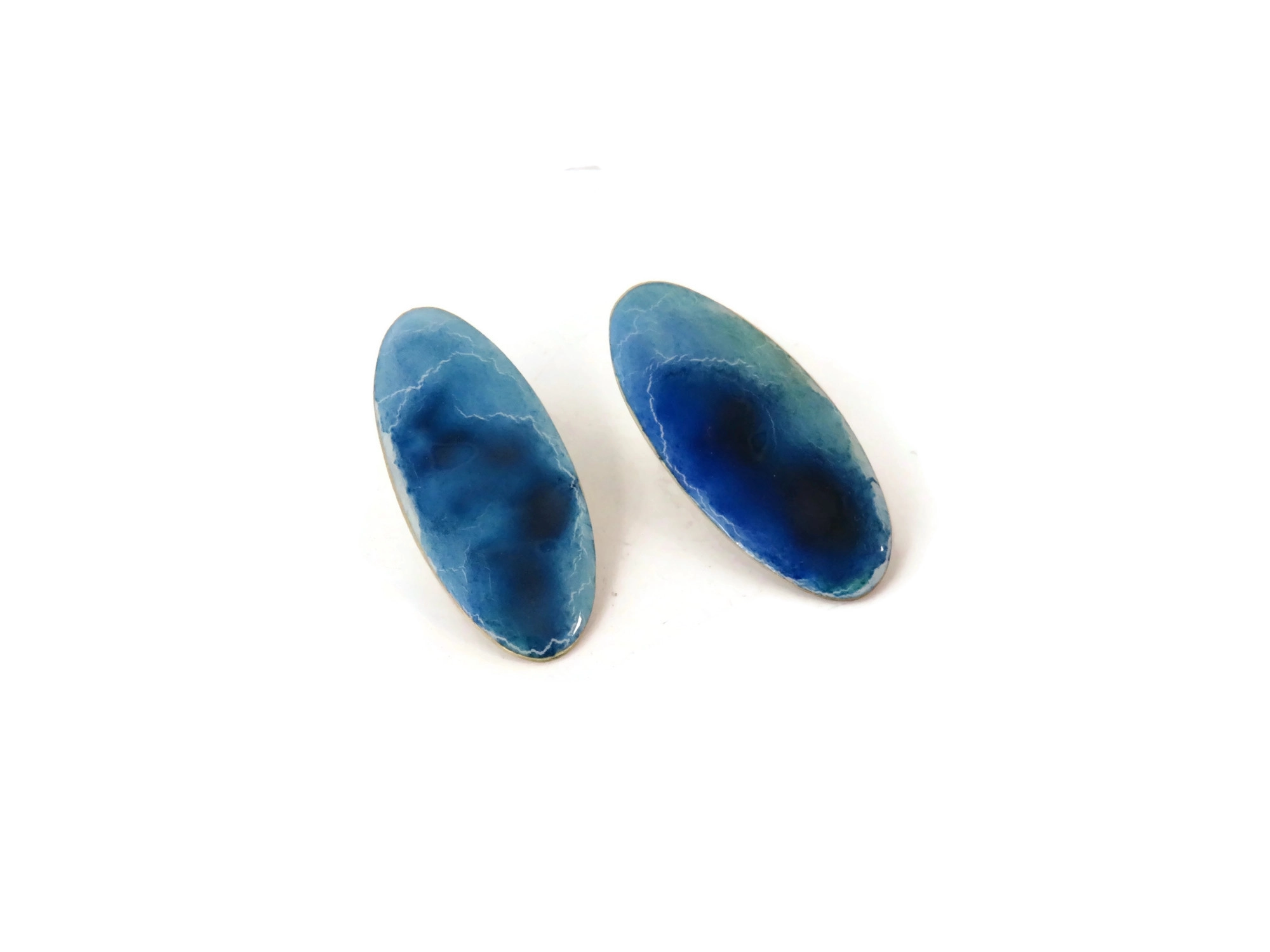 Painted Enameled Brass Stud Earrings