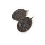 Embossed Pattern Oxidized Silver Dangle Earrings