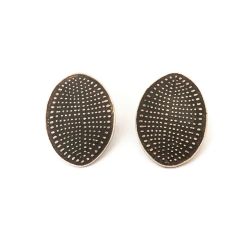Patinated Bronze Oval Stud Earrings