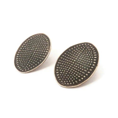Patinated Bronze Oval Stud Earrings