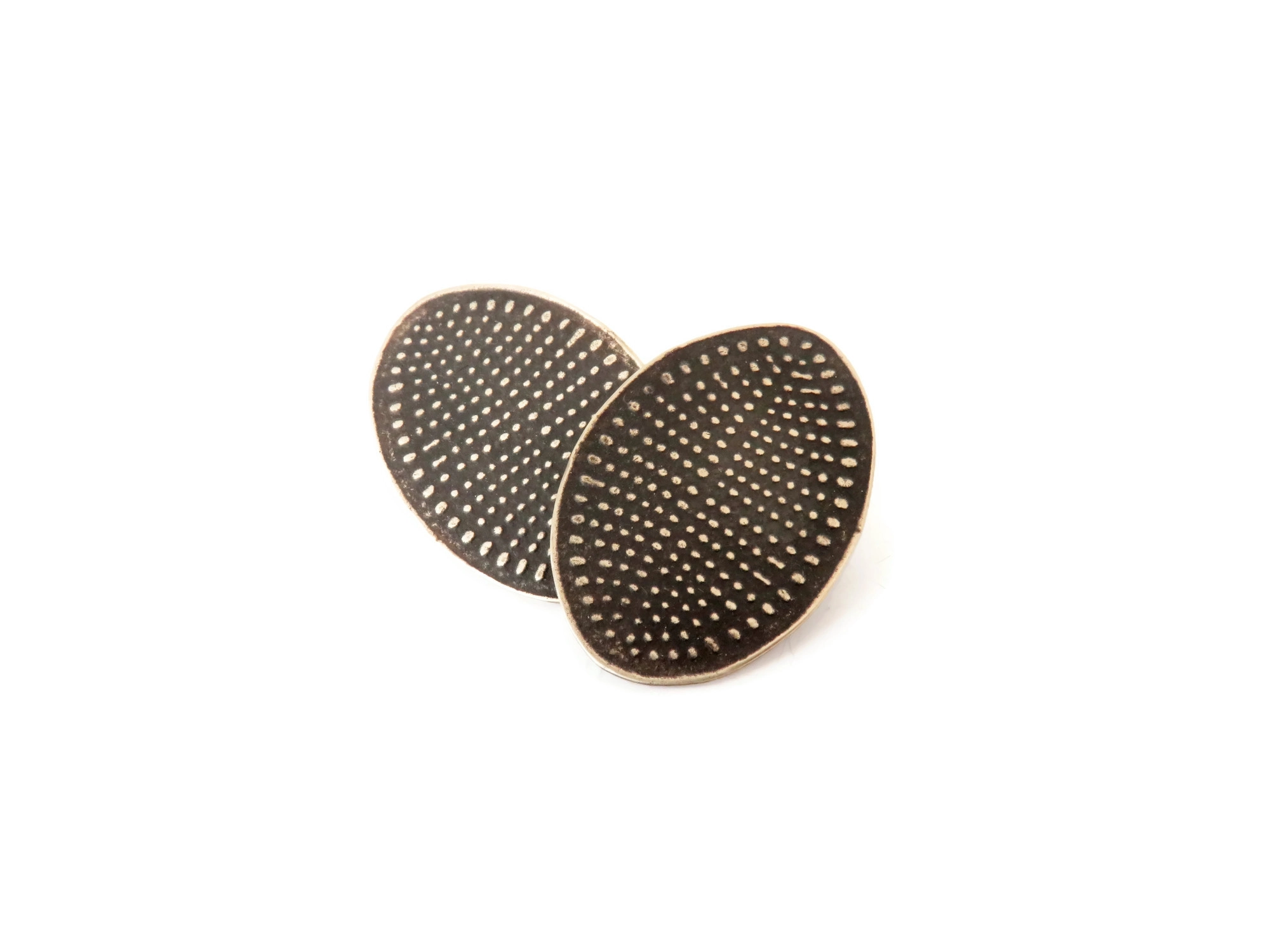 Patinated Bronze Oval Stud Earrings
