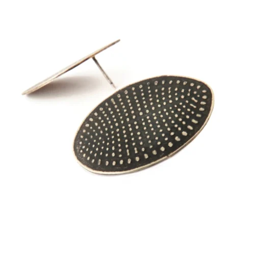 Patinated Bronze Oval Stud Earrings
