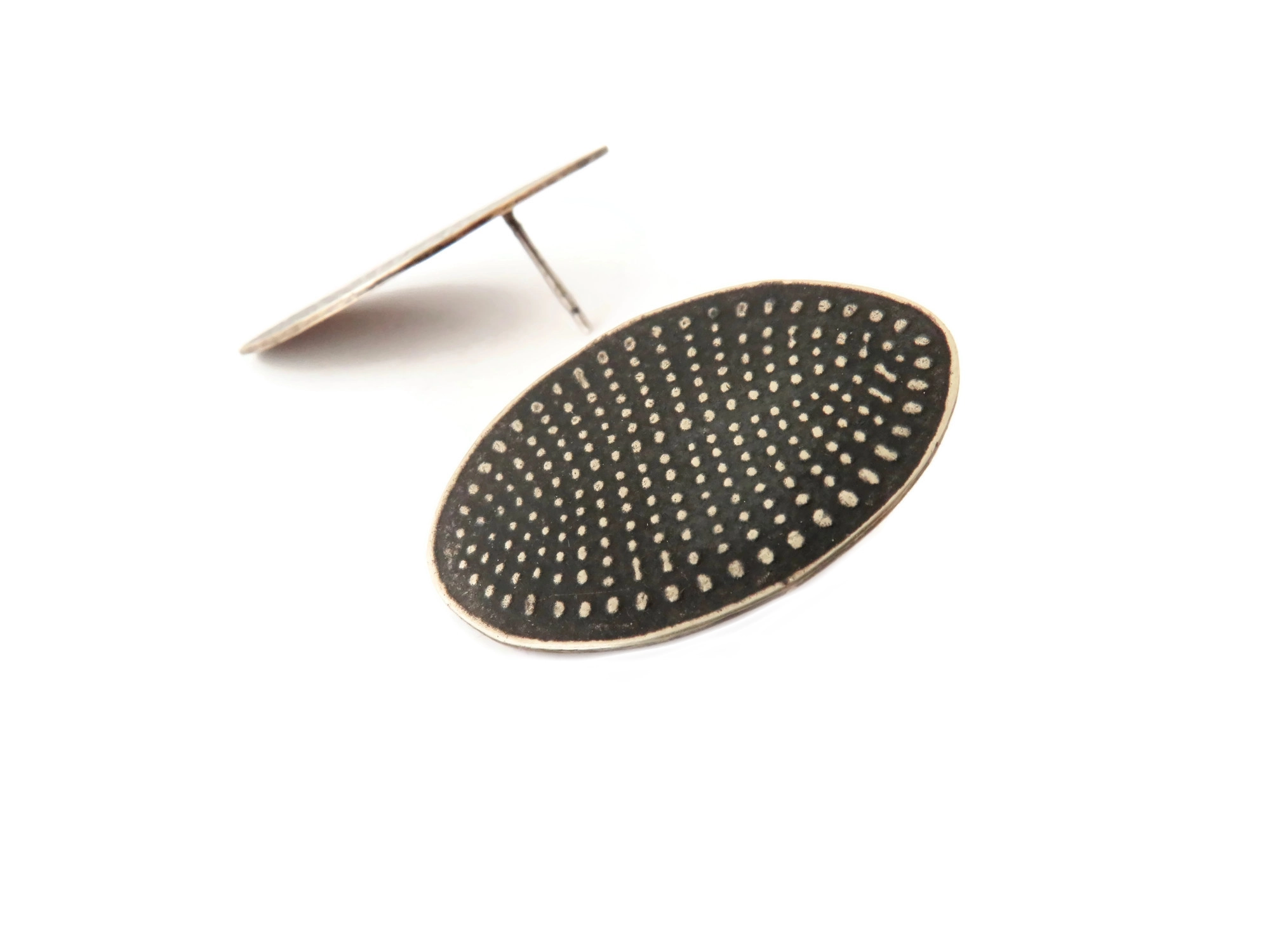 Patinated Bronze Oval Stud Earrings