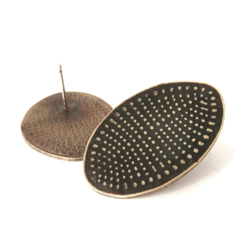 Patinated Bronze Oval Stud Earrings