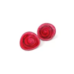 Hot Pink Enameled Oxidized Silver Earrings