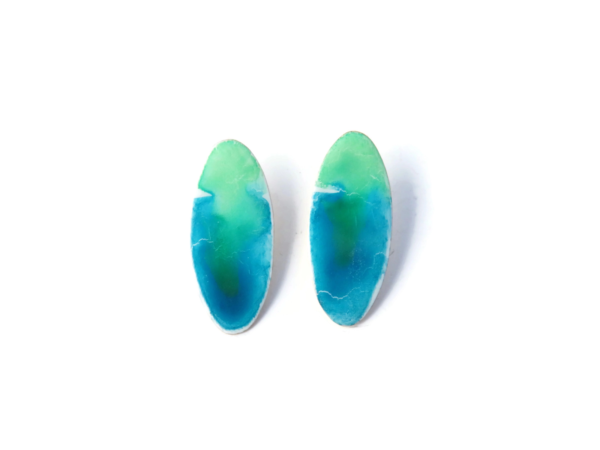 Painted Enameled Brass Stud Earrings