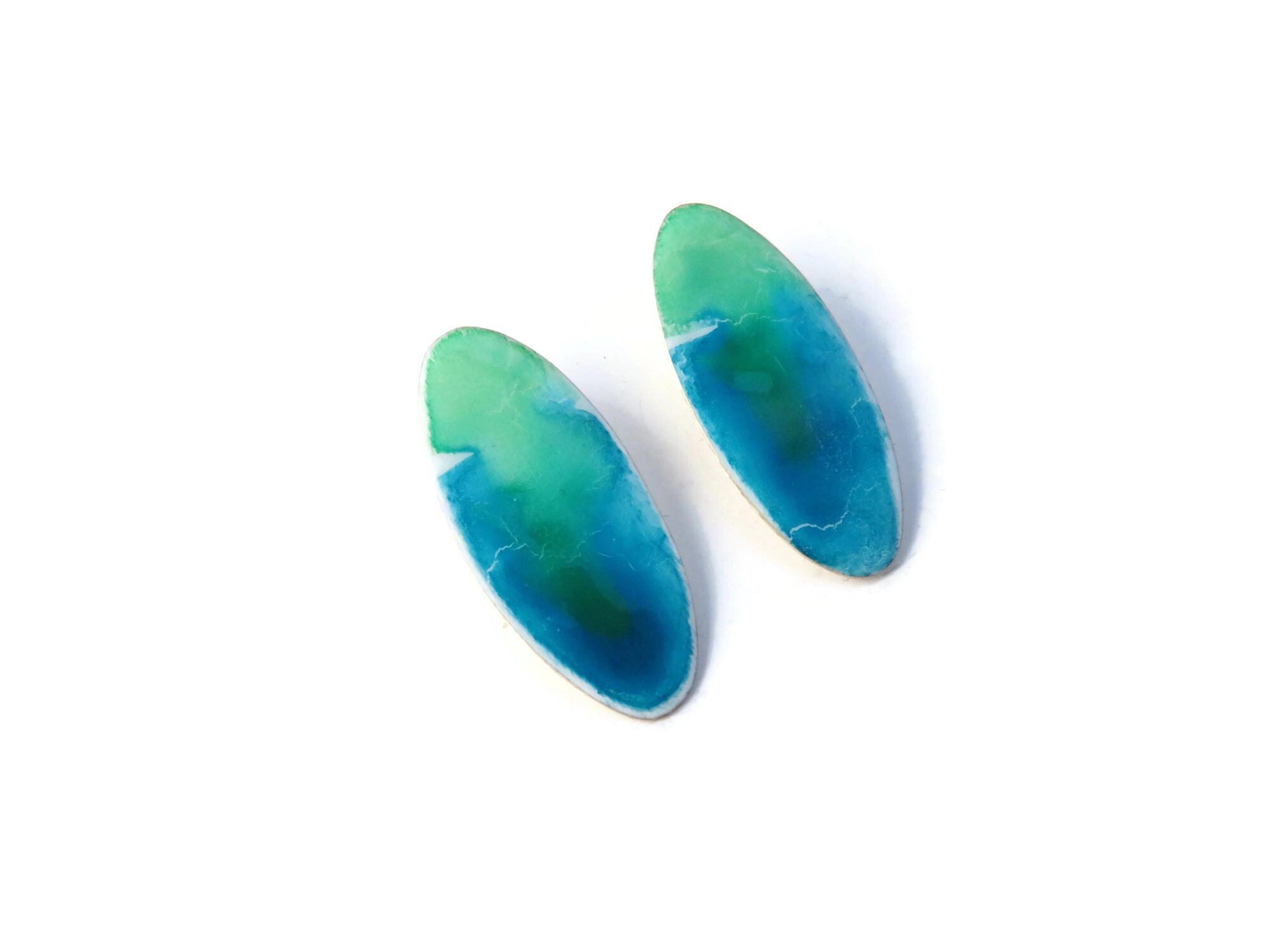 Painted Enameled Brass Stud Earrings