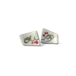 Abstract Enamel Oxidized Silver Earrings