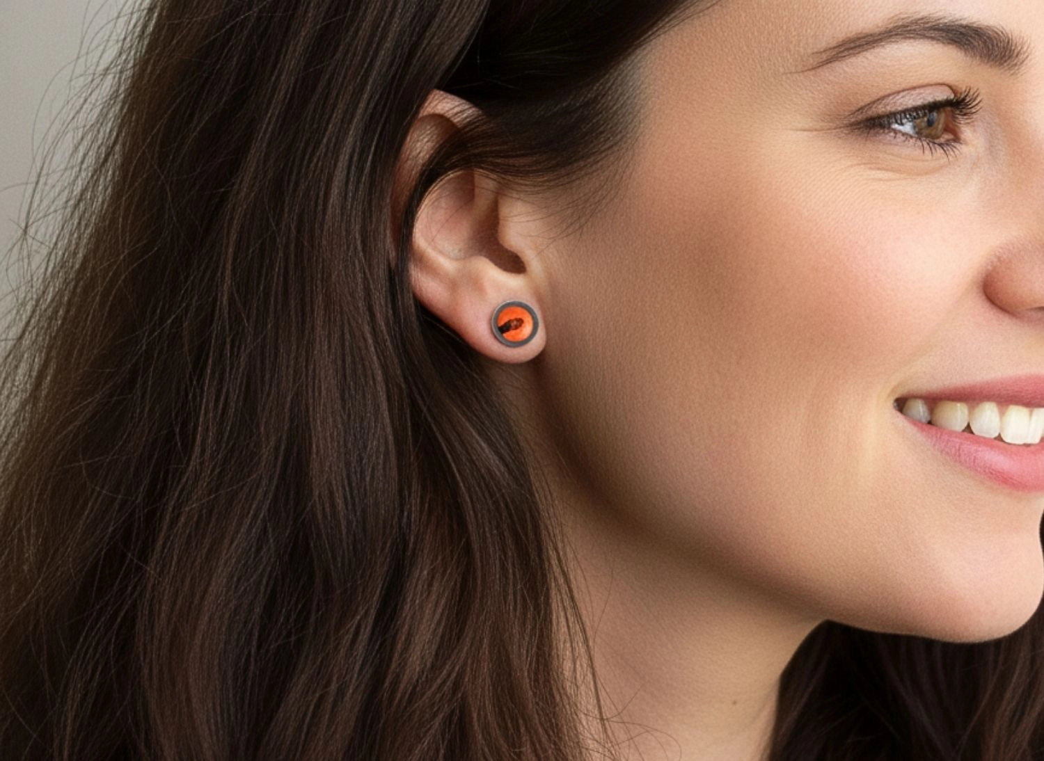 Mini Enameled Oxidized Silver Stud Earrings