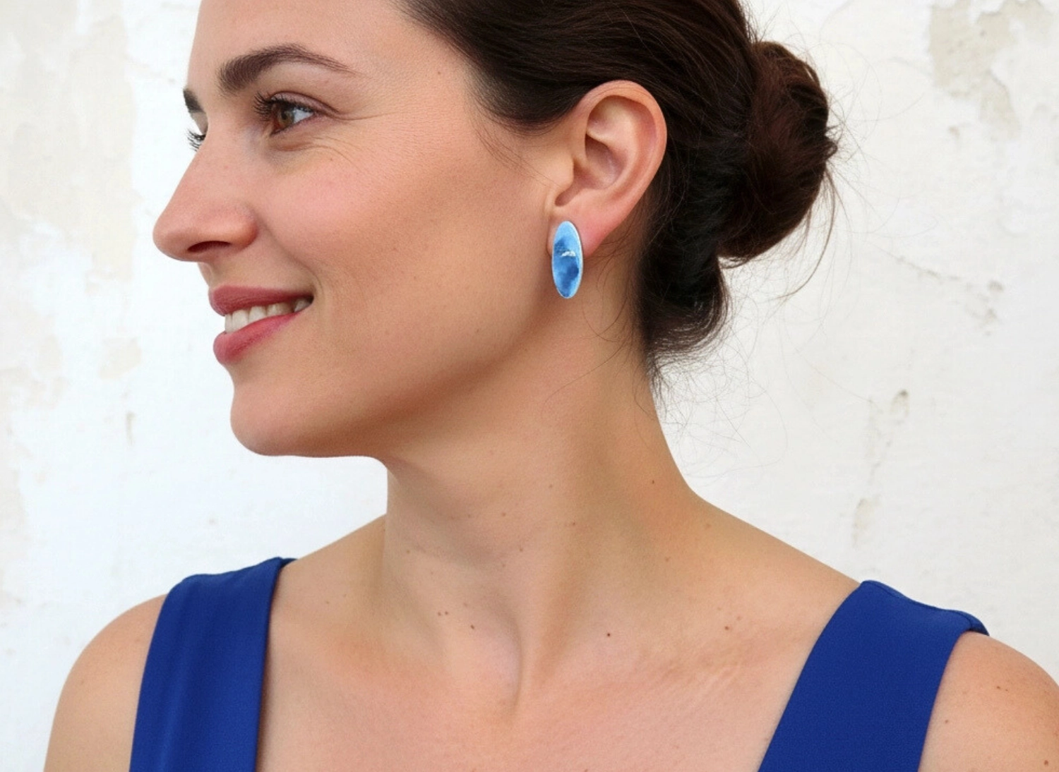 Painted Enameled Brass Stud Earrings