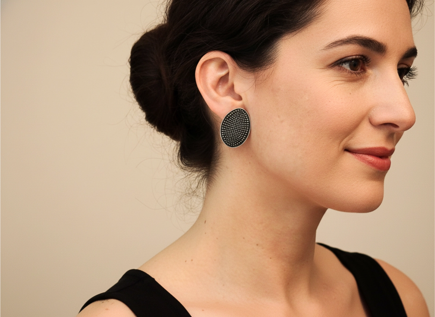 Patinated Bronze Oval Stud Earrings