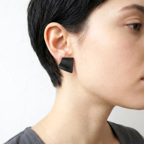 Asymmetrical Oxidized Silver Folded Earrings